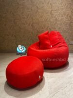 Woven Fabrics Xxl Pear Shape 3pcs Combo Bean Bag - Red - Image 2