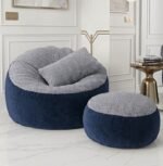 Giant Roll Fabrics Xxl 3pcs Combo Bean Bag- Navy Blue/Ash