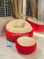 Giant Roll Fabrics Xxxl 3pcs Combo Bean Bag- Red/Cream - Image 3