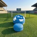 Faux Leather XxL Football Shape 3pcs Combo Bean Bag World Cup Edition- Skyblue/White (Argentina)