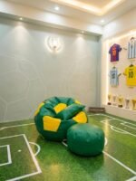 Faux Leather XxL Football Shape 3pcs Combo Bean Bag World Cup Edition- Green/Yellow (Brazil)