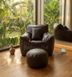 Faux Leather Couch 3psc Combo Bean Bag – Brown