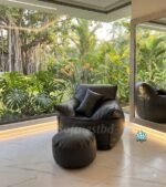 Faux Leather Couch 3psc Combo Bean Bag – Black
