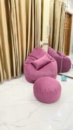 Woven Fabrics Xxl Pear Shape 3pcs Combo Bean Bag - Onion pink - Image 2