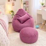 Woven Fabrics Xxl Pear Shape 3pcs Combo Bean Bag - Onion pink